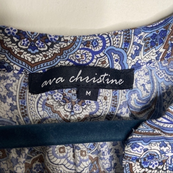 Ava Christine Blue Paisley Tank Top Blouse Medium Brown Boho Eccentric - Picture 5 of 7